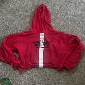 BOYS LIE: Broken Record Thermal Crop Hoodie